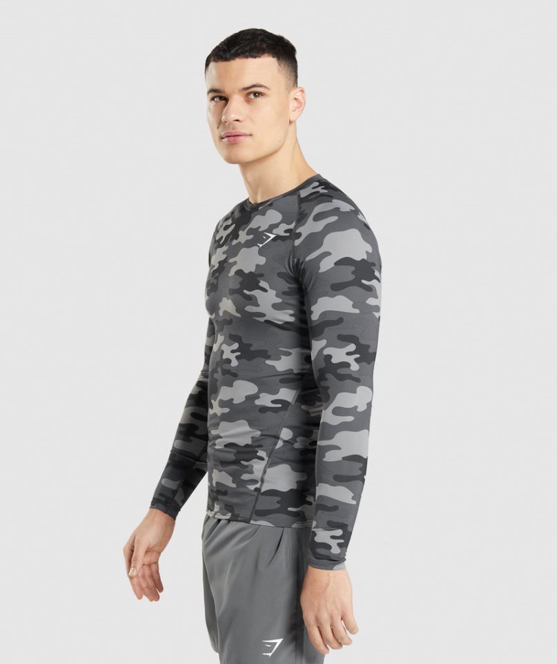 Men's Gymshark Element Baselayer Long Sleeve Top T-Shirts Camo | CA 18DN73